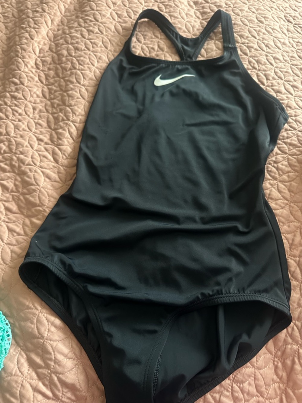 Nike Black One-Piece Swim Suit with White Swoosh